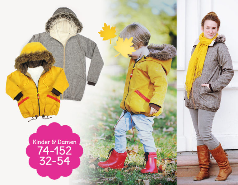 Schnittmuster Winterjacke "COZY" für Damen & Kinder (74-152 + 32-54)