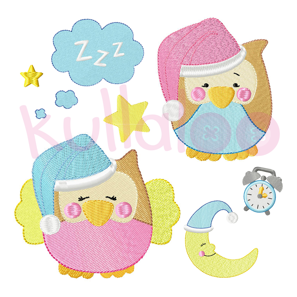 Stickdatei Mond &Eulen "KULLA & LOU" 10x10