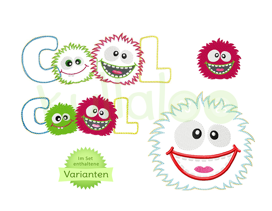 Stickapplikationen Datei Monster 13x18 – Varianten