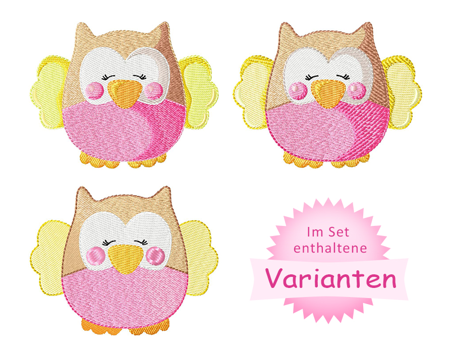 Stickdatei 10x10 Eule "KULLA" Vollstick – Varianten