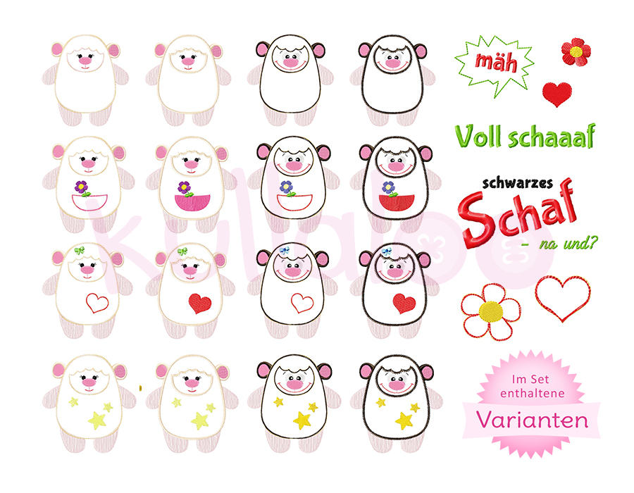 Stickdatei Schäfchen "LARI & LARS" Set 13x18 – Varianten