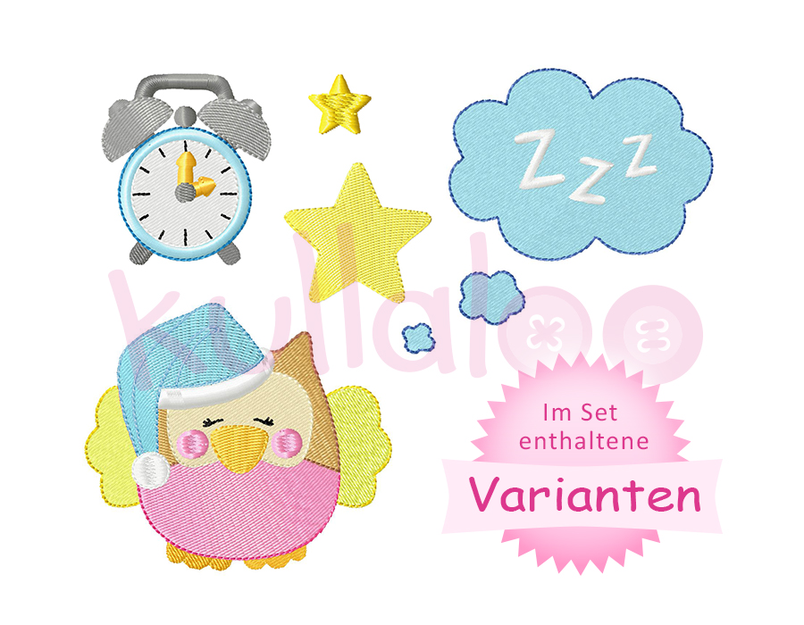 Stickdatei Set Eule "KULLA" mit Mütze – Varianten