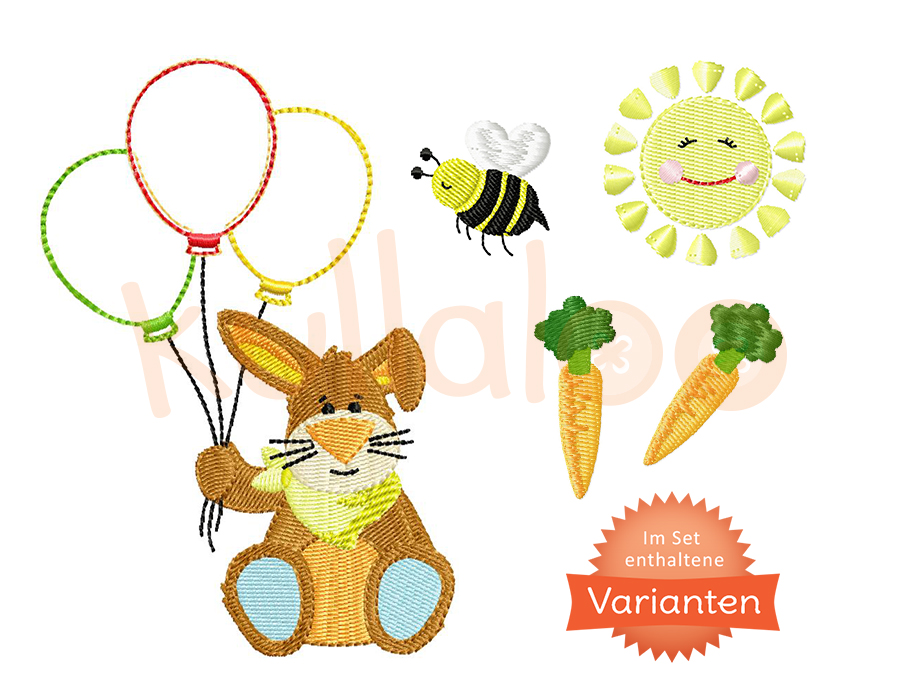 Stickdateien Hase "KULIO" mit Ballons – Varianten