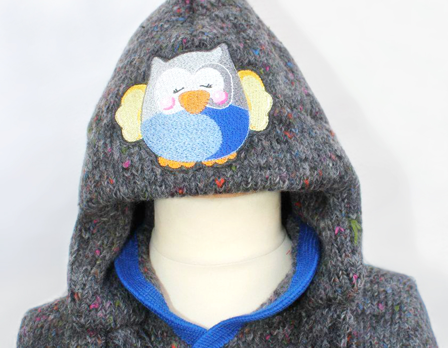 Stickdatei Eule "KULLA" –Beispiel