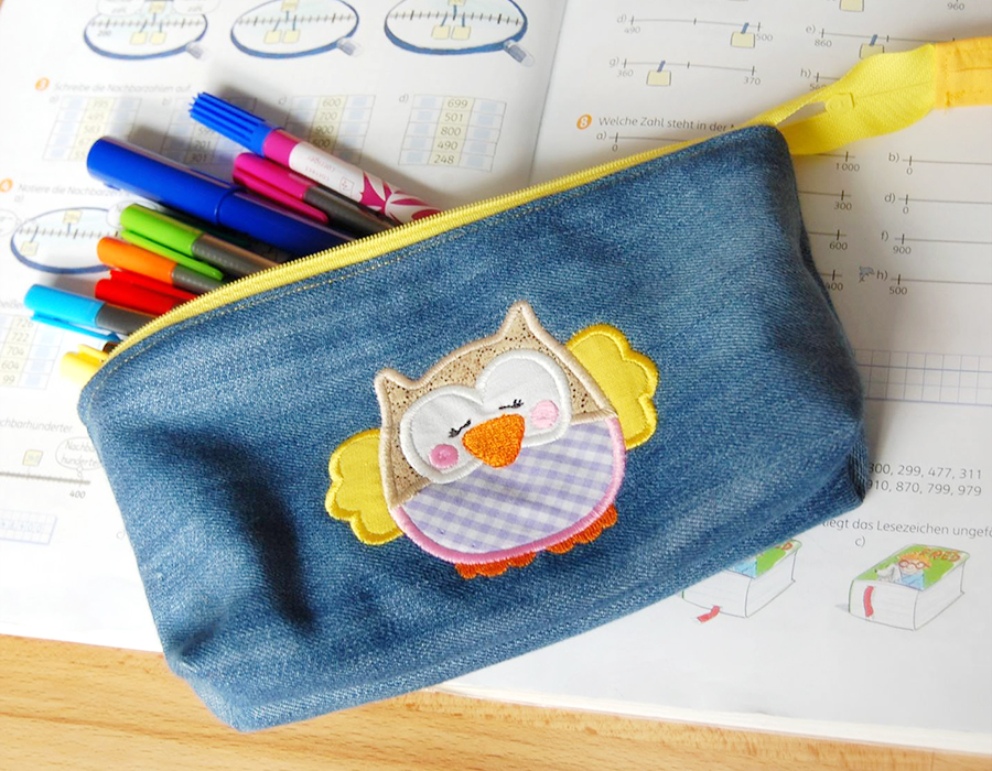 Stickdatei Eule "KULLA" –Beispiel