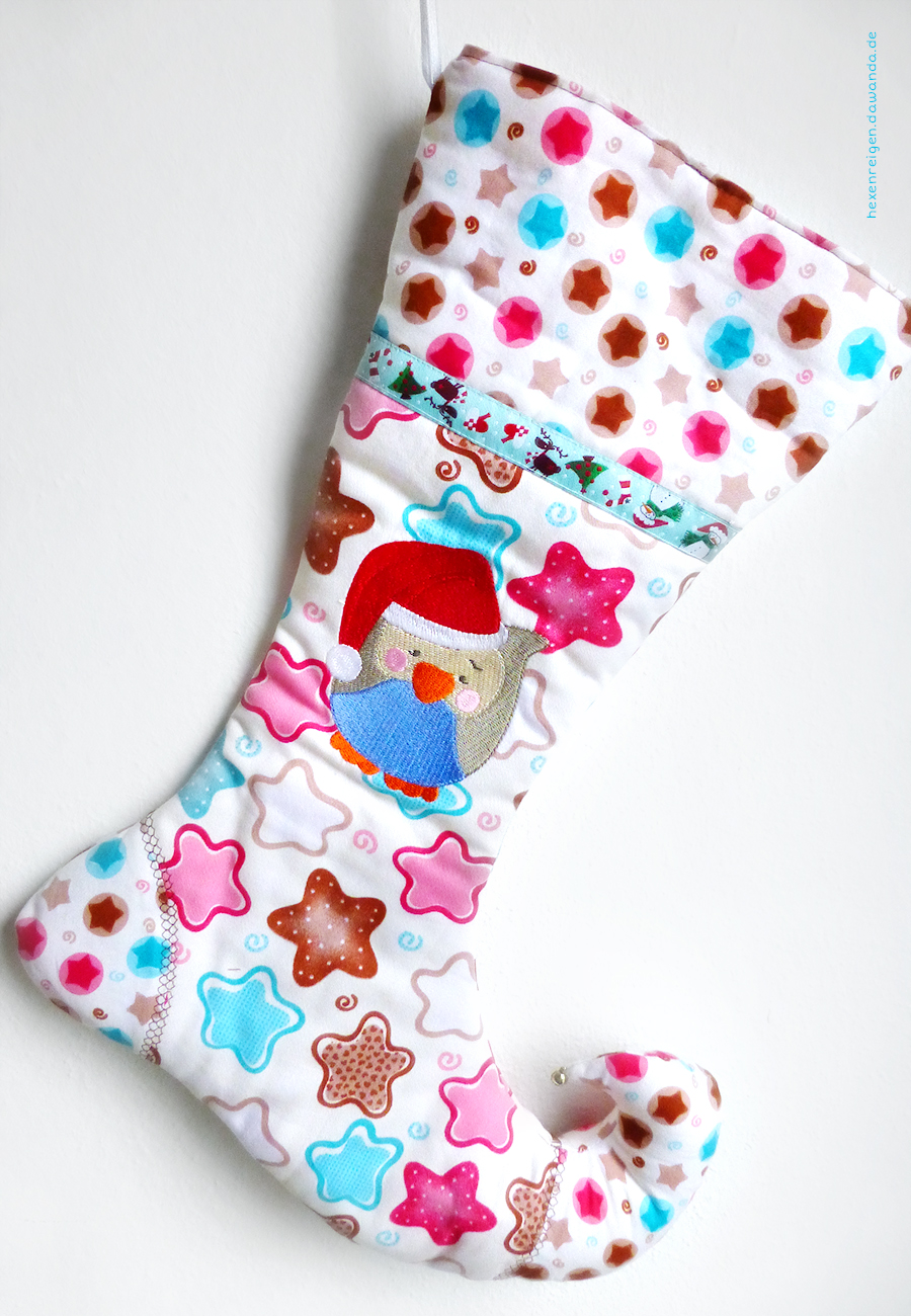 Stickdatei Eule "LOU" mit Mütze – Beispiel