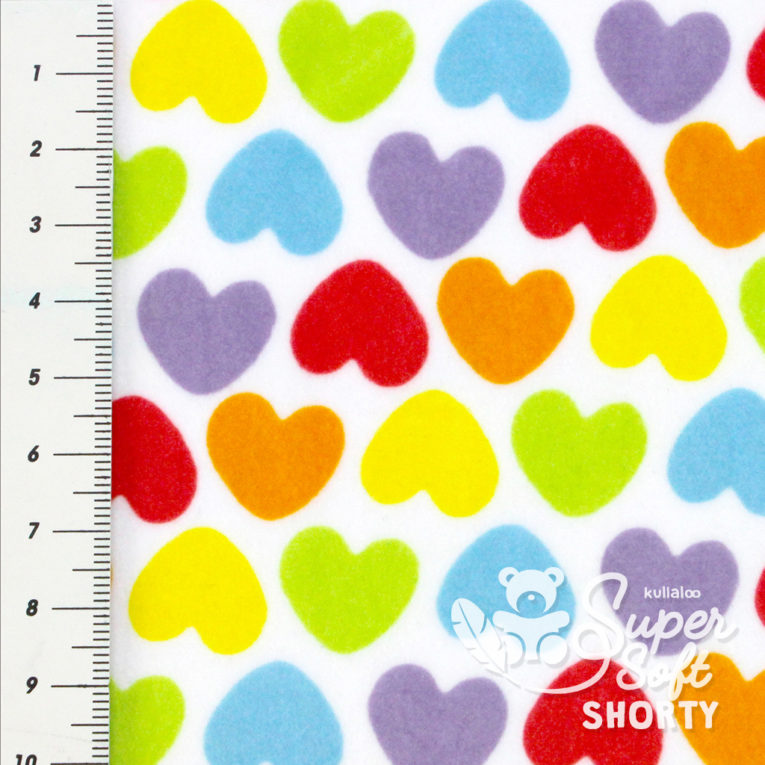 Plüsch Stoff Muster Herzen "Rainbow Love HEARTS" - 10cm-Ausschnitt