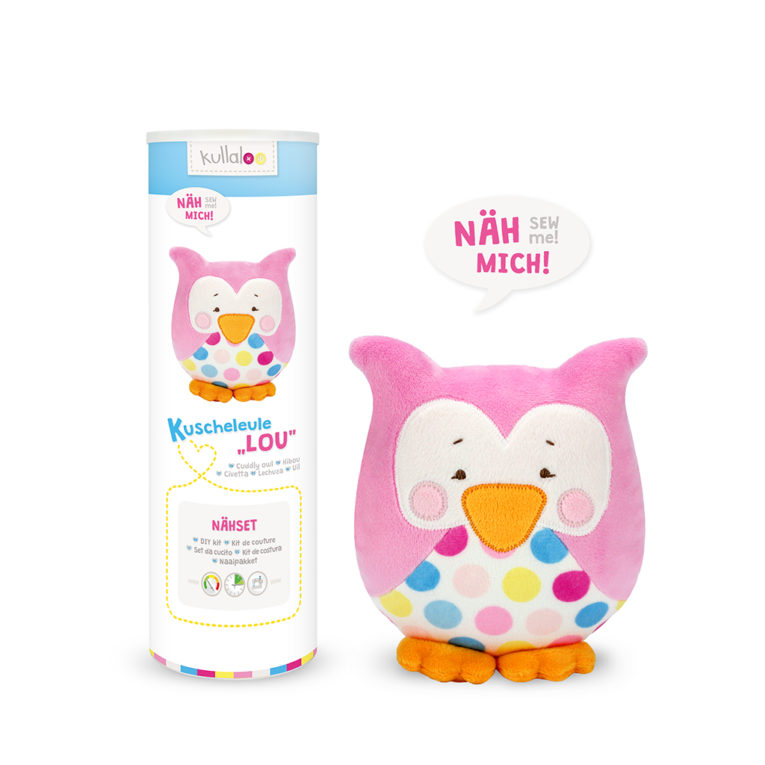 Nähset Kuscheltier Eule "LOU" rosa / gepunktet