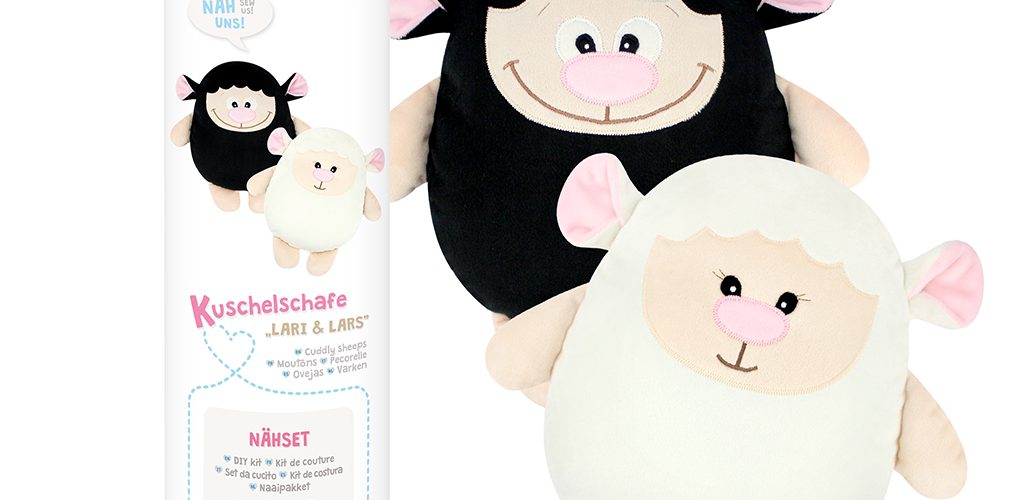 Doppel-Nähset Kuscheltier Schaf "LARI" in weiß und schwarz