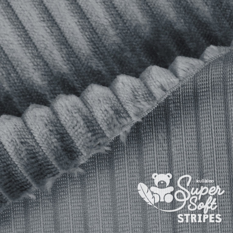 Plüschstoff mit Streifen-Struktur dunkelgrau - SuperSoft STRIPES Rückseite
