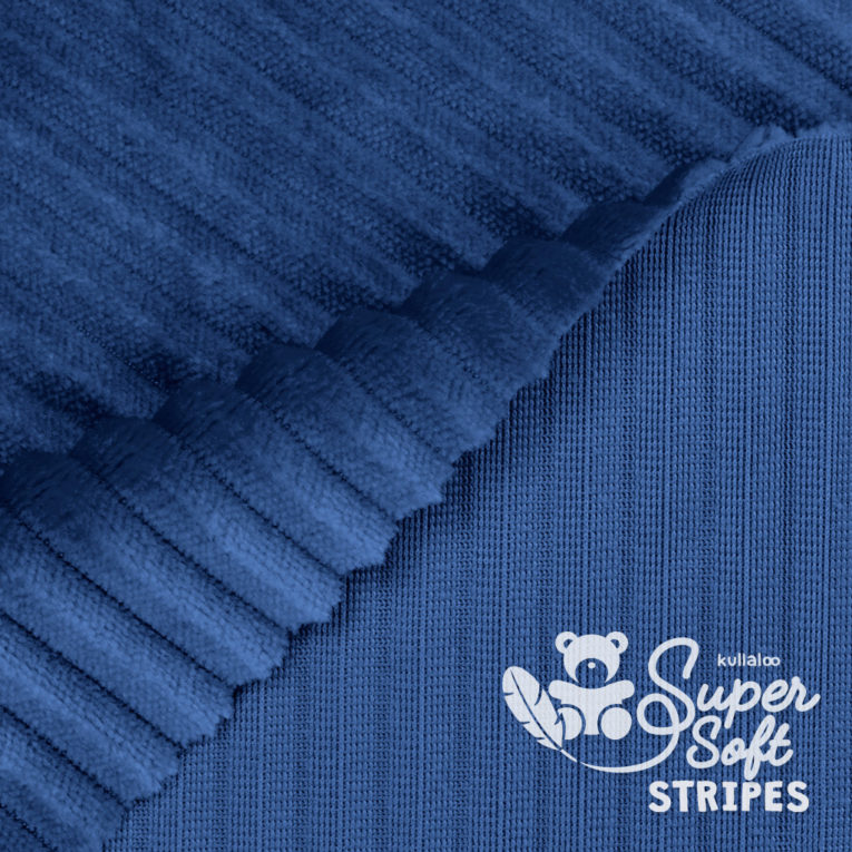 Plüschstoff mit Streifen-Struktur dunkelblau - SuperSoft STRIPES Rückseite