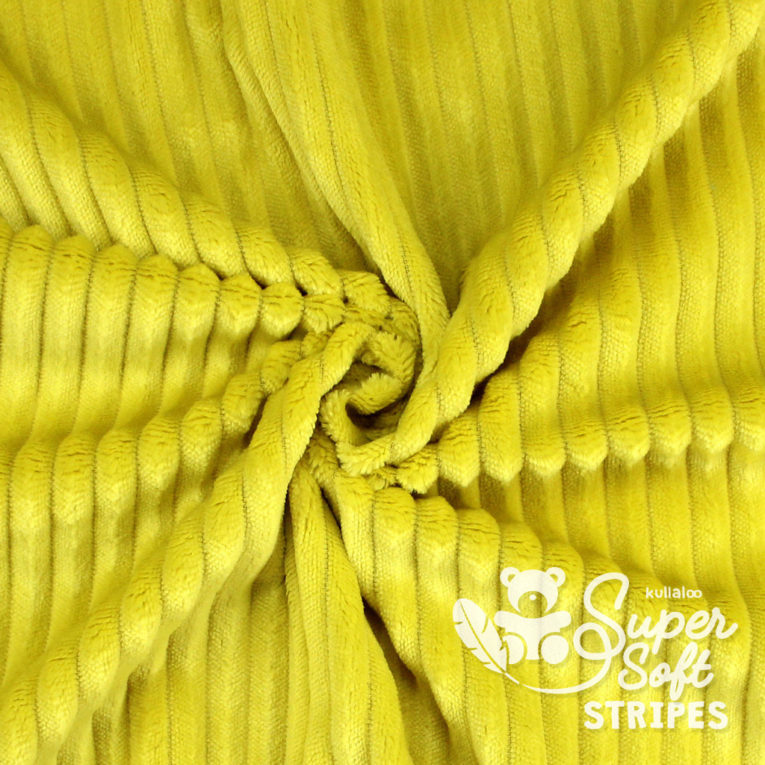Plüschstoff mit Streifen-Struktur senfgelb - SuperSoft STRIPES