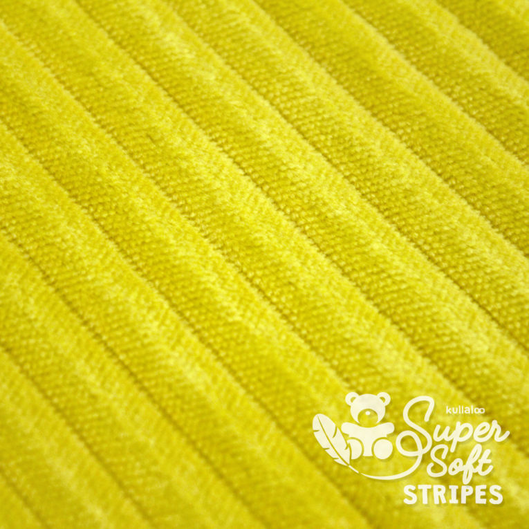 Plüschstoff mit Streifen-Struktur senfgelb - SuperSoft STRIPES