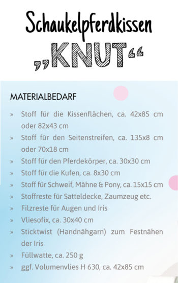 SEWwhat? byGraziela Edition: Materialverbrauch Schnittmuster Schaukelpferdkissen