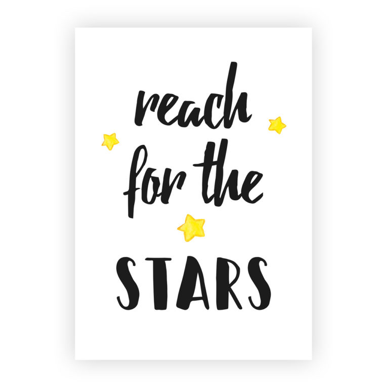 Kinderzimmer Bilder 3er-Set: Spruch "Reach for the stars"