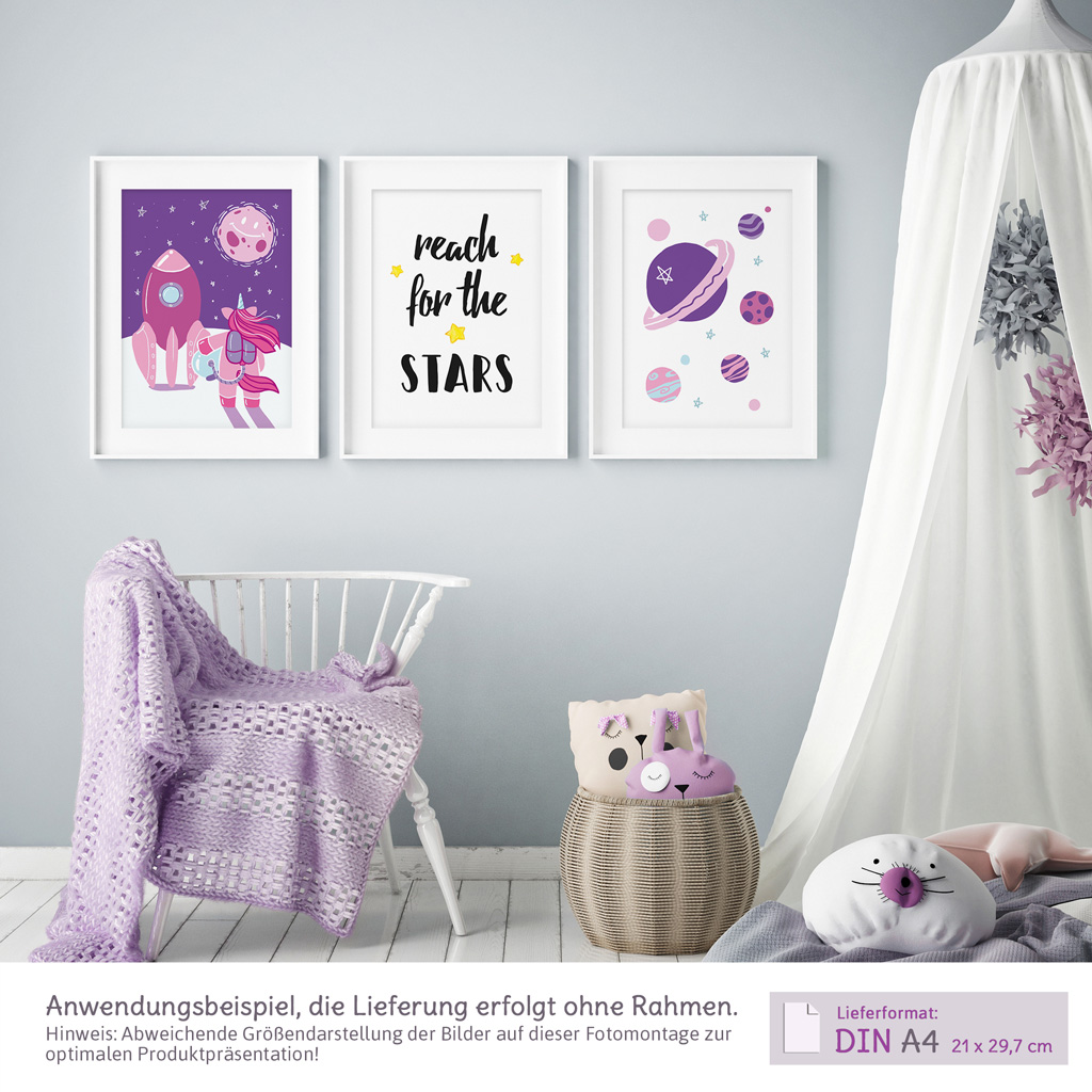 Kinderzimmer Bilder: 3er Poster Set 