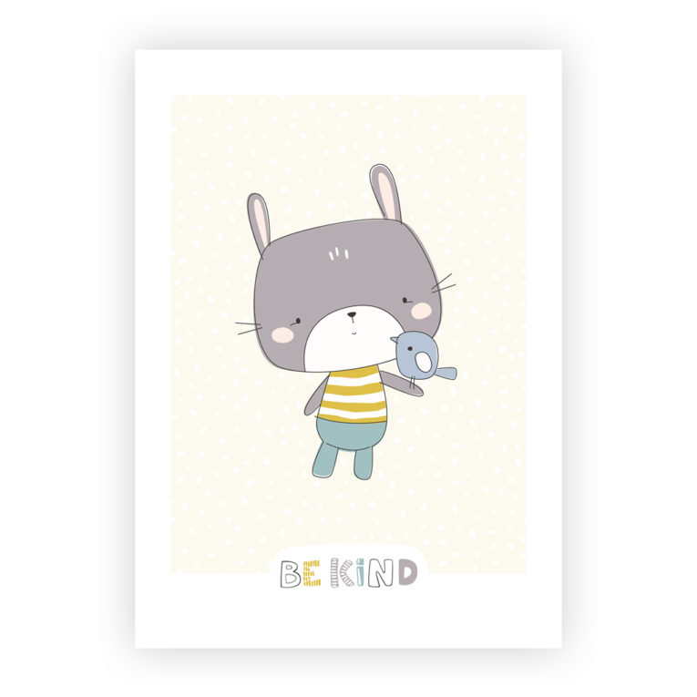Skandinavische Kinderzimmer Deko: A4 Poster Hase