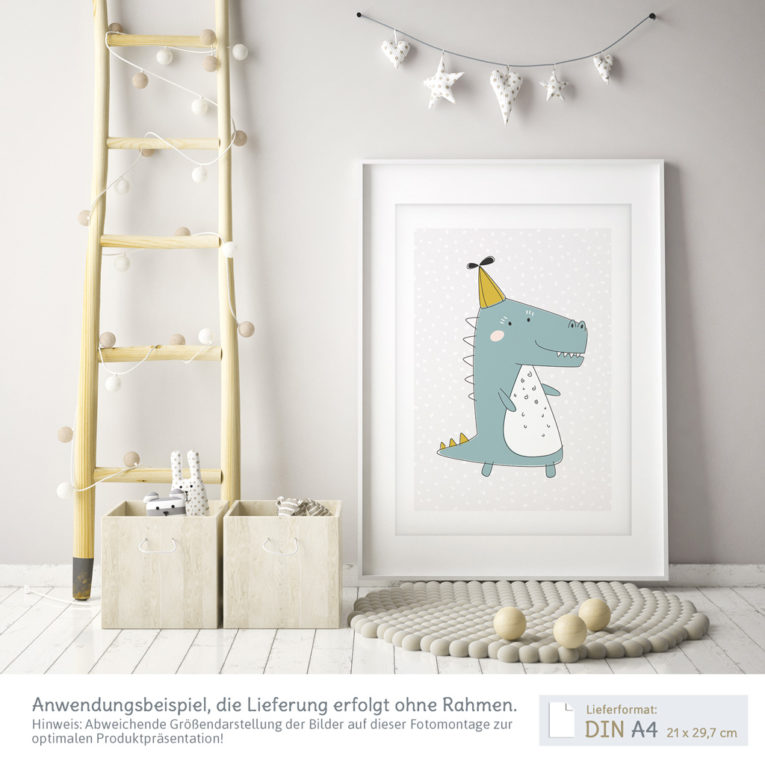A3 Poster Kinderzimmer Jungen und Mädchen "Krokodil"