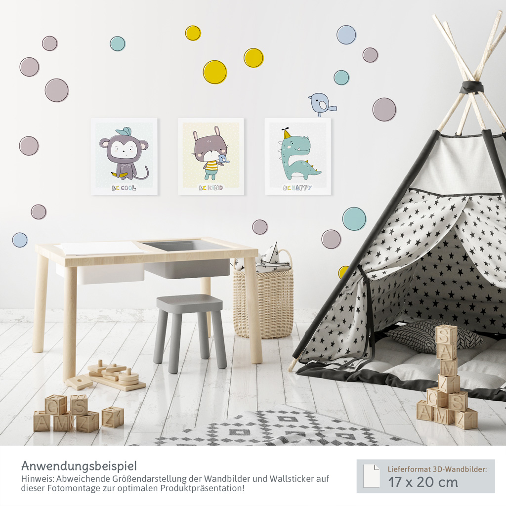 Wanddeko Kinderzimmer: 3D-Wandbilder mit passenden Wandtattoos