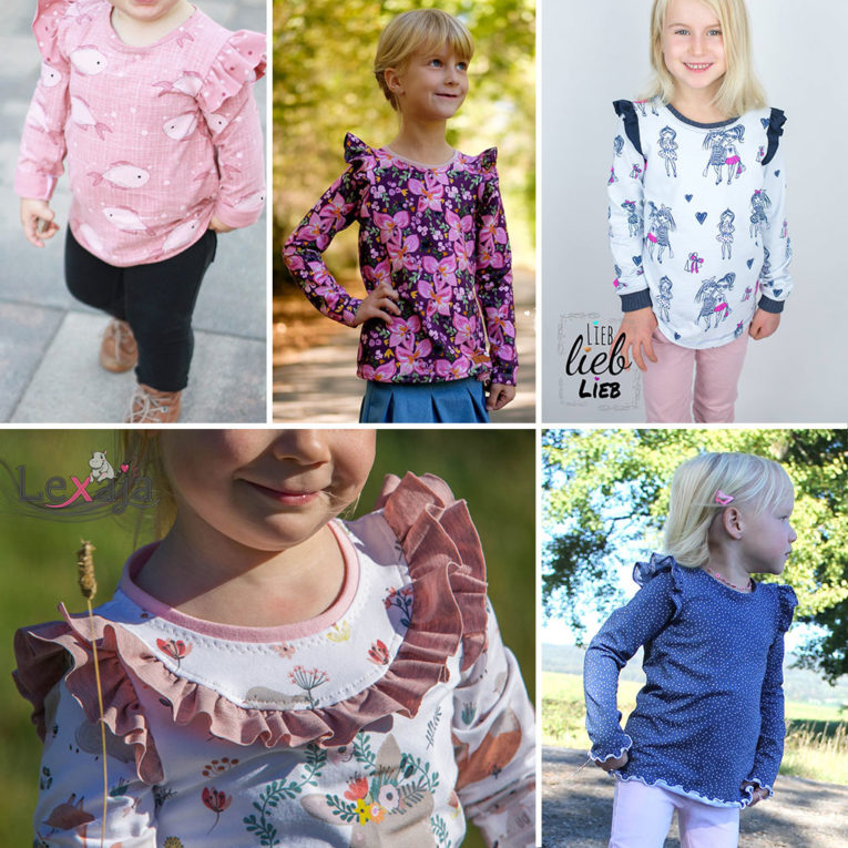 Rüschenshirt "MERRY": Probenähergbenisse für Pullover / ärmelloses Top mit Rüschen für Kinder