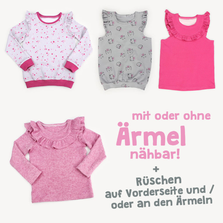 Schnittmuster Pullover / Rüschenshirt nähen: Varianten "MERRY"