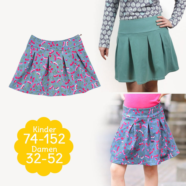 Retro Rock nähen mit Schnittmuster Faltenrock "GISELA" für Kinder und Damen