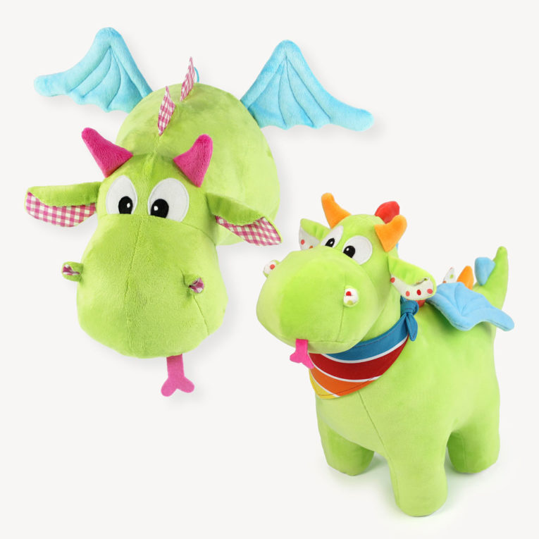 Doppel Schnittmuster Drache "FEO" als Kuscheltier und Drachenkopf