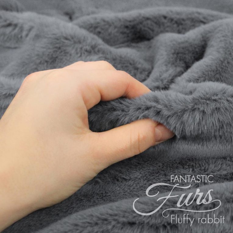 Faux Fur dunkelgrau / aschgrau Meterware – 12 mm Fluffy Rabbit ✶ FANTASTIC Furs
