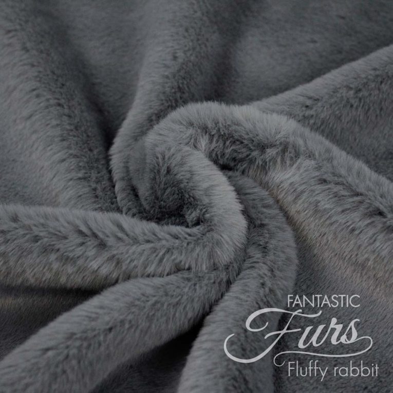 Faux Fur dunkelgrau / aschgrau Meterware – 12 mm Fluffy Rabbit ✶ FANTASTIC Furs