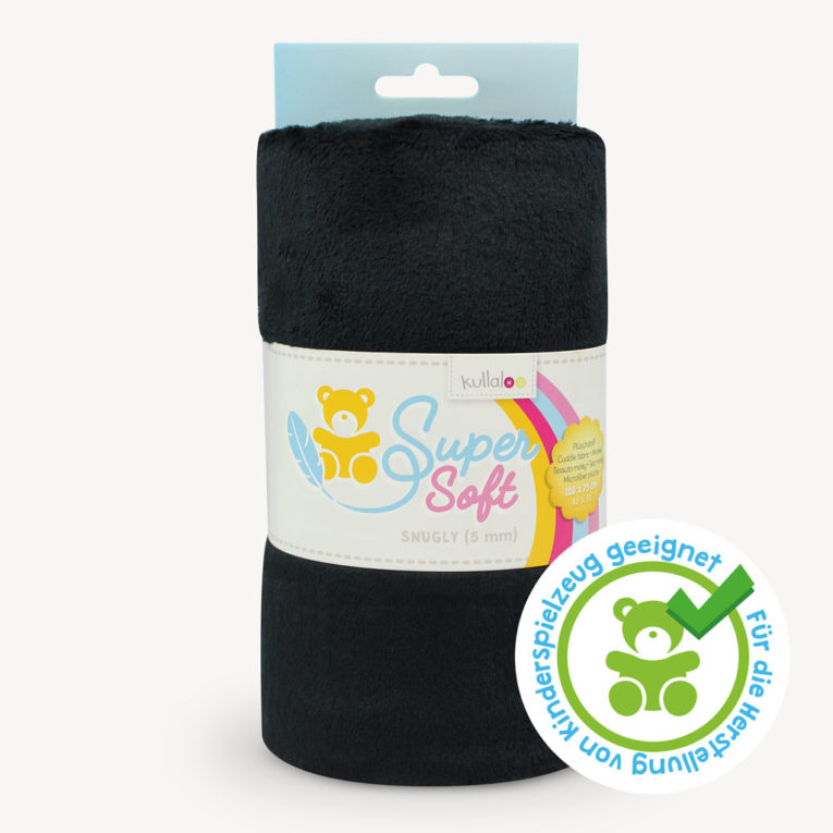 Kurzhaar Plüsch Stoff schwarz - SuperSoft SNUGLY