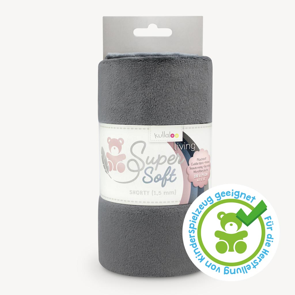 Minky / Microfaser Plüschstoff dunkelgrau - SuperSoft SHORTY