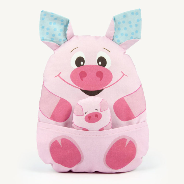 Bauernhoftiere "HAPPY FARM" als Cut & Sew Panel: Schwein mit Ferkel
