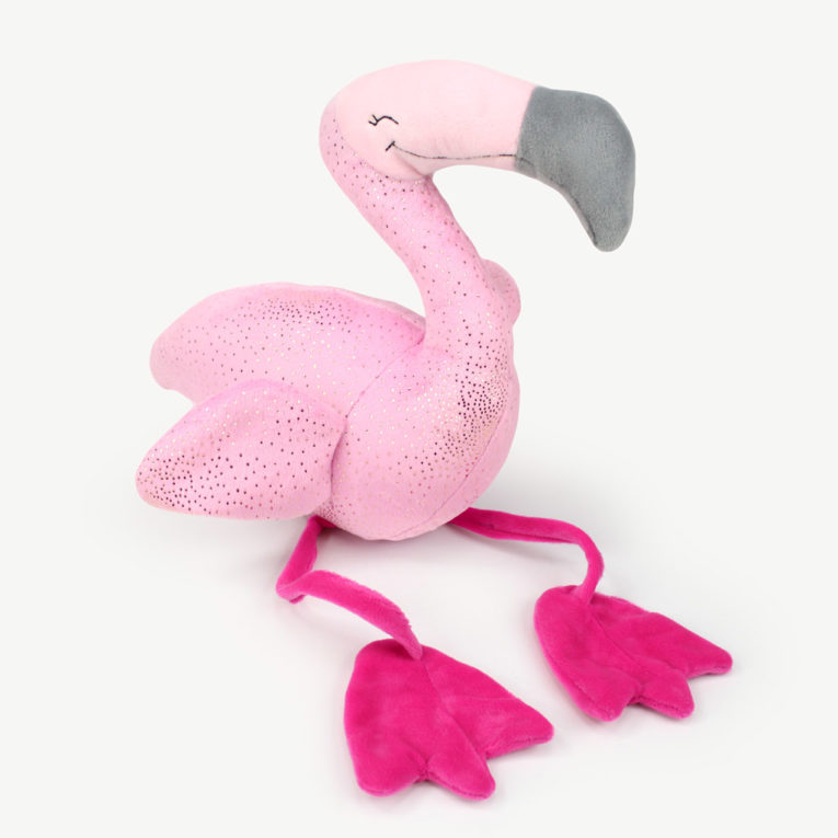 Schnittmuster Flamingo "FLAVIO" aus Glitzer Plüsch Stoff SuperSoft SPARKLE