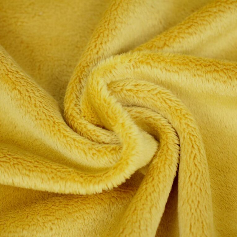 PlushMinky™ Minky Stoff senfgelb ("Spicy Mustard") – 3 mm Flor