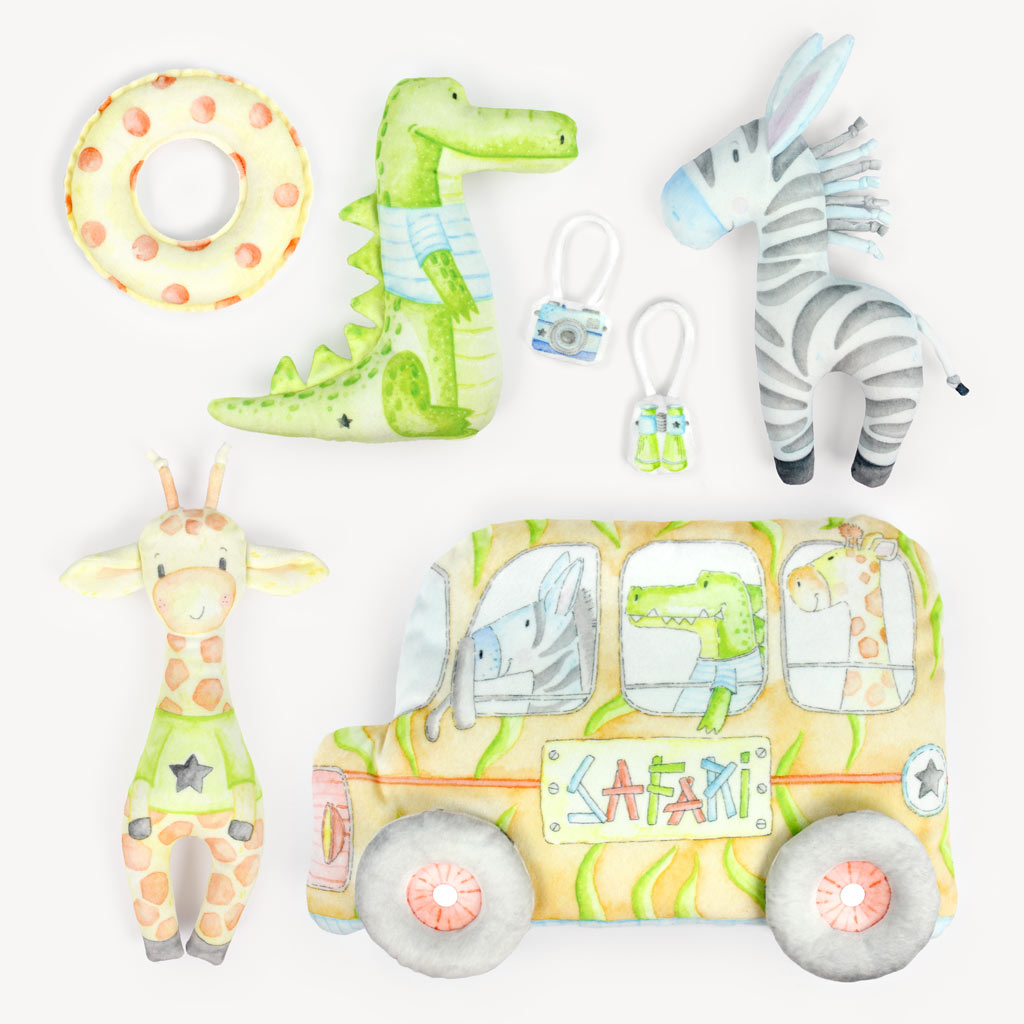 "CRAZY SAFARI" Tiere Cut & Sew Paneel auf Plüsch, Design by Treeebird