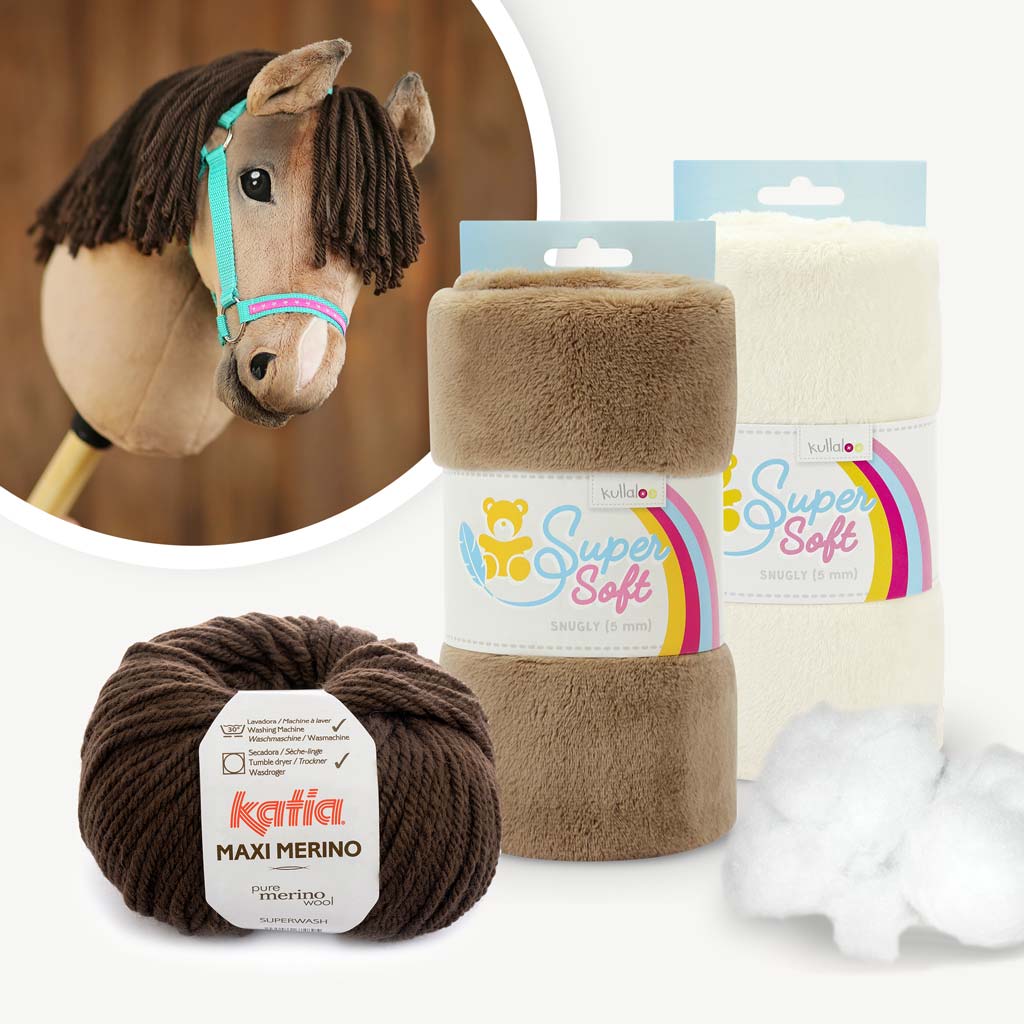 Materialpaket Hobby Horse Stoff braun, Wolle & Schnittmuster kullaloo