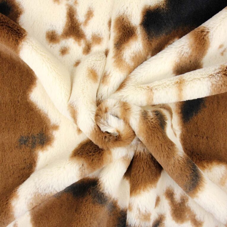 SHANNON Plüsch Luxe Cuddle® Pony wollweiß / braun – 12 mm Flor