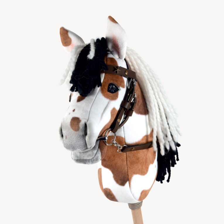 Hobby Horse Falbe / Schecke mit Velboa Stoff gefleckt in hellbraun