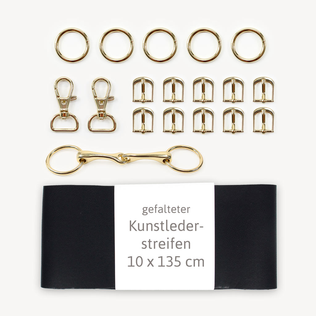 Hobby Horse Trensen Set GOLD mit schwarzem Leder zum Zaumzeug selber machen
