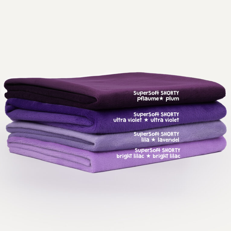 Plüschstoffe Farbkombination pflaume / plum, ultra violet, lila / Lavendel, bright lilac