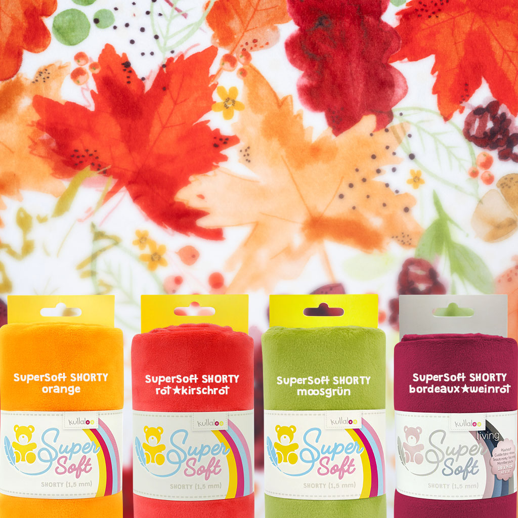 SHANNON Plüsch Digital Cuddle® Autumn Leaves Harvest mit kullaloo SuperSoft SHORTY Banderolen