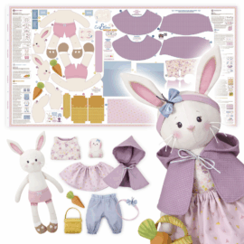Hasen-Puppe nähen mit Cut & Sew Stoffpanel „Dress Me Bestie“ BIBBY BUNNY
