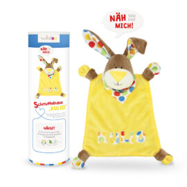 <a href="https://www.kullaloo.de/shop/naehset-schnuffeltuch-hase-kulio-braun-gelb/" target="_self">Schnuffeltuch Hase "KULIO"</a> Nähset Schnuffeltuch Hase "KULIO"